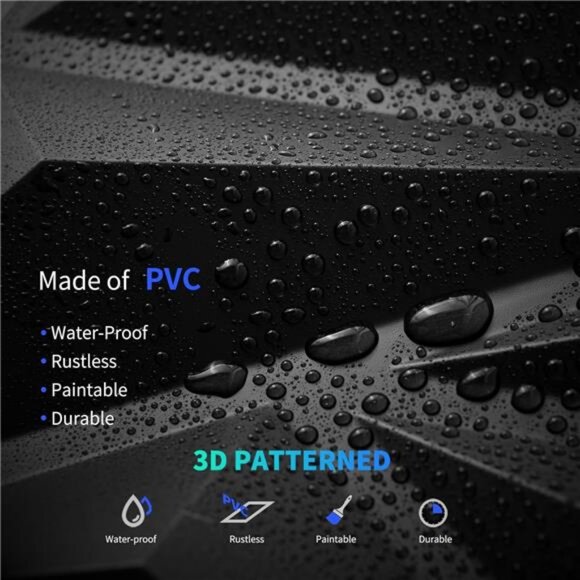 33 Pack 3D Wall Panel Diamond for Interior Wall Décor, PVC Textured Wall Panels - Picture 3 of 7